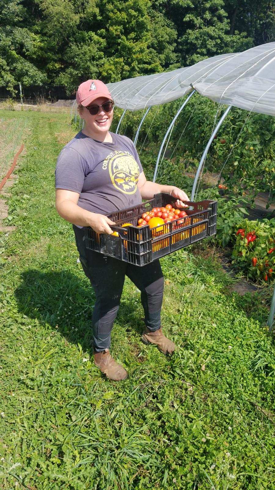 Gwen with tomatoes